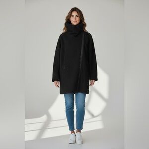 Bench contemporary black wool asymmetrical zip front cold weather coat medium